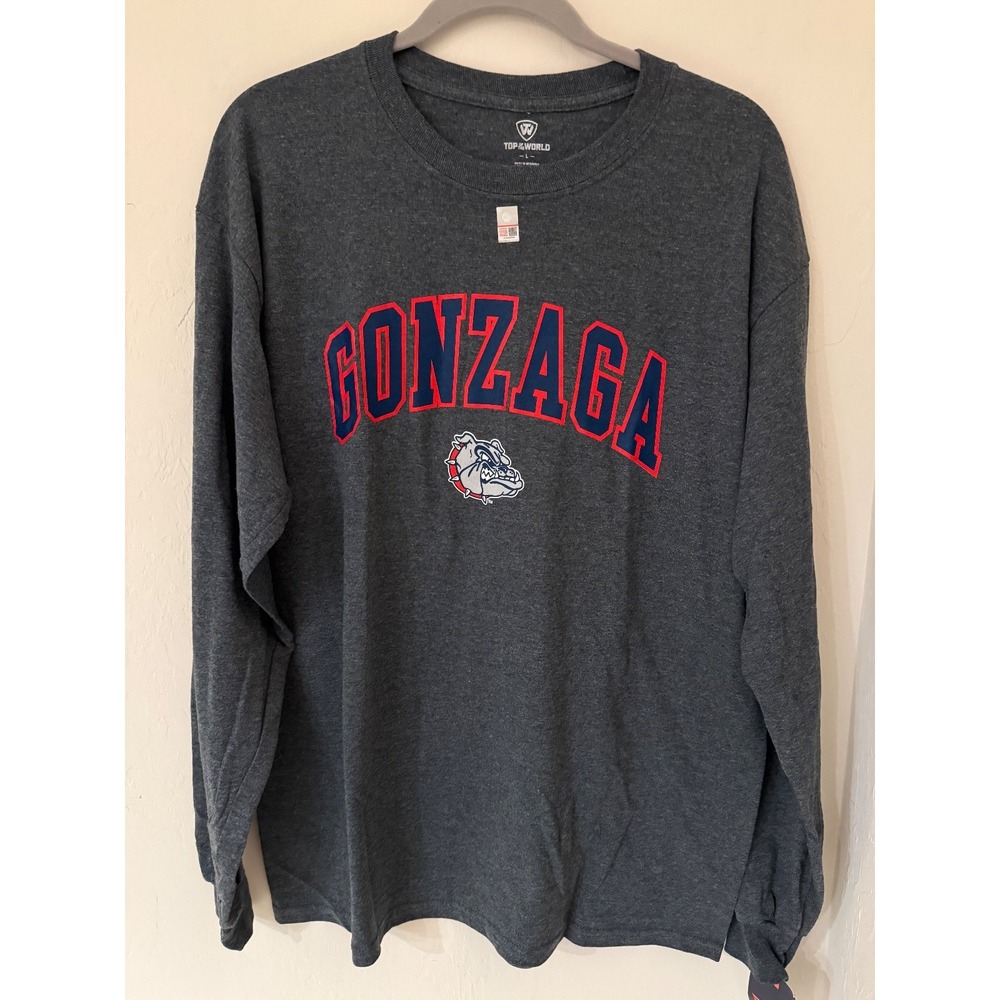 Gonzaga Bulldogs Men's Top of the World Campus Long Sleeve T-Shirt- Size L- NWT